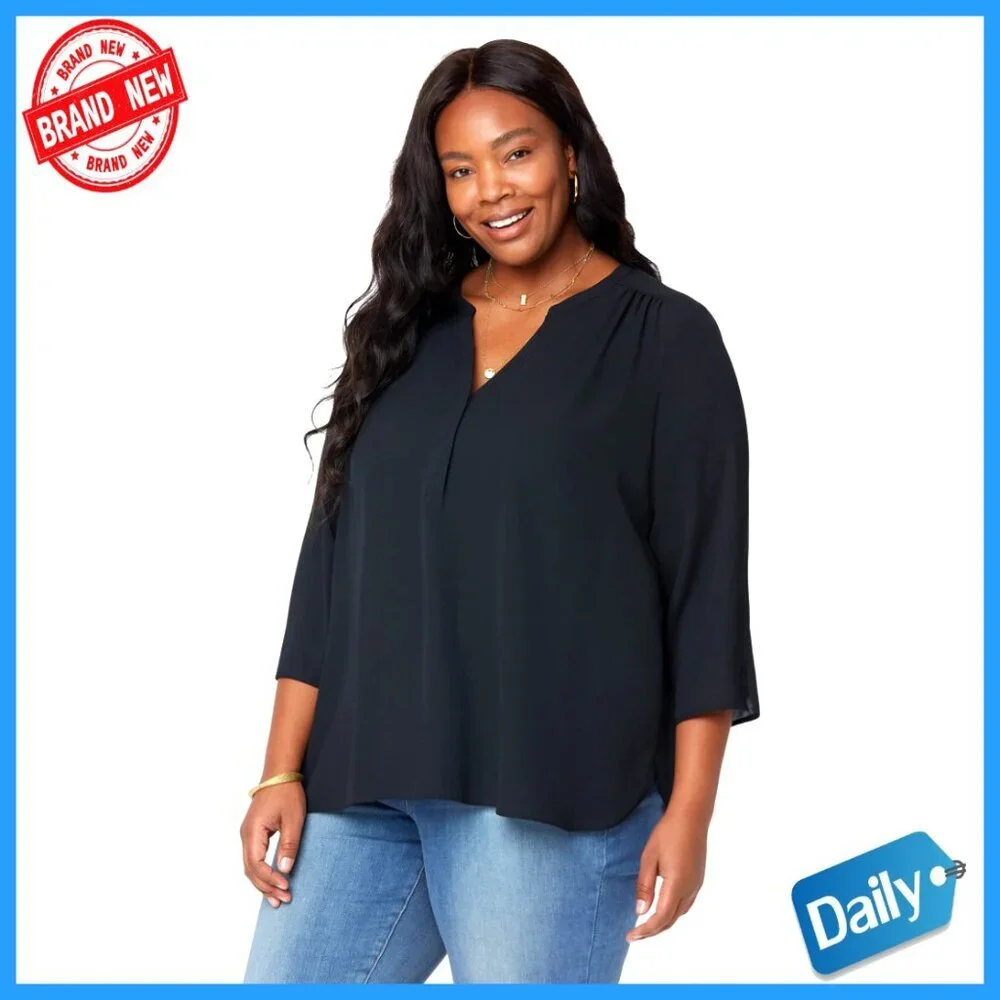 Girls Long Sleeve V-Neck Blouse Loose Fit Polyester Pull On
